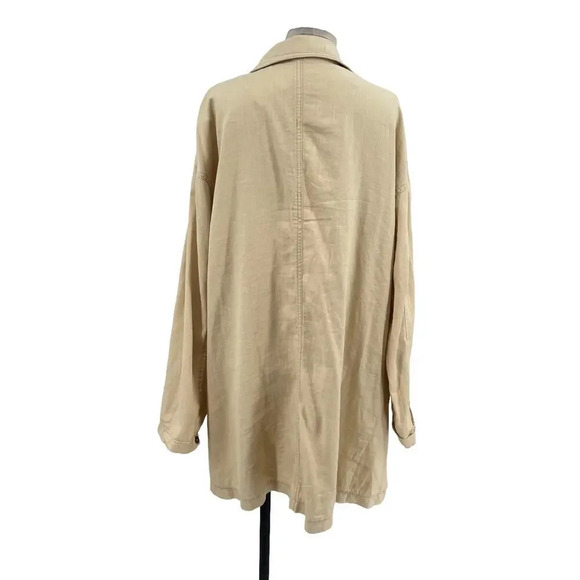 Anthropologie Pilcro Summer Blazer Jacket Linen Cotton Taupe Tan Cream Size XL - Picture 10 of 14